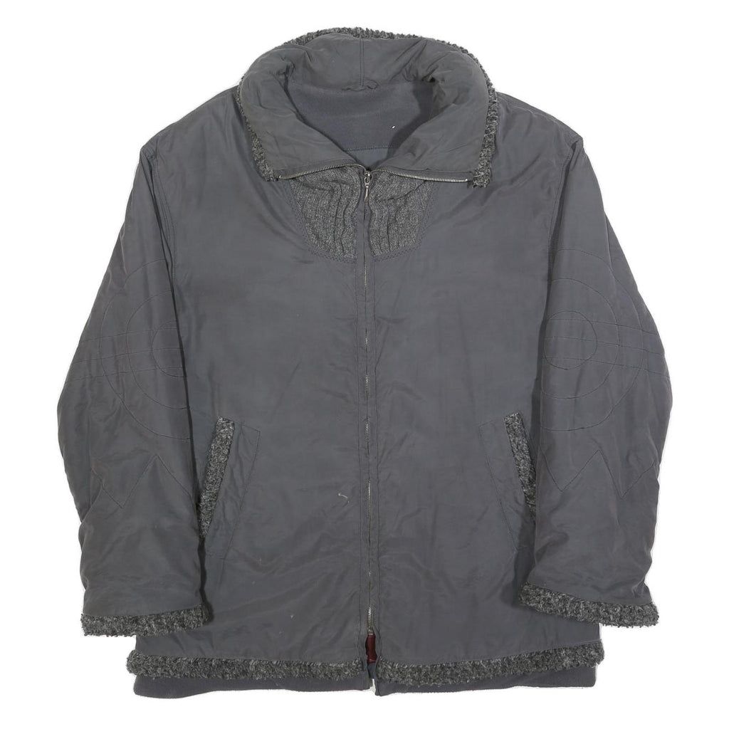 BETTY BARCLAY Womens Grey Jacket L Polyester Blend Zip Plain Relaxed Fit Winter