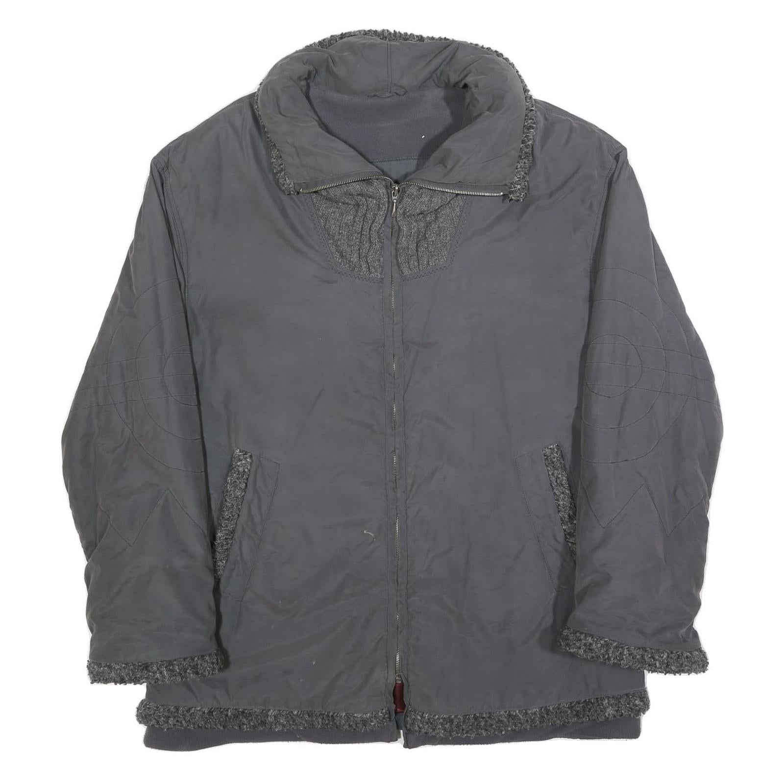 BETTY BARCLAY Womens Grey Jacket L Polyester Blend Zip Plain Relaxed Fit Winter