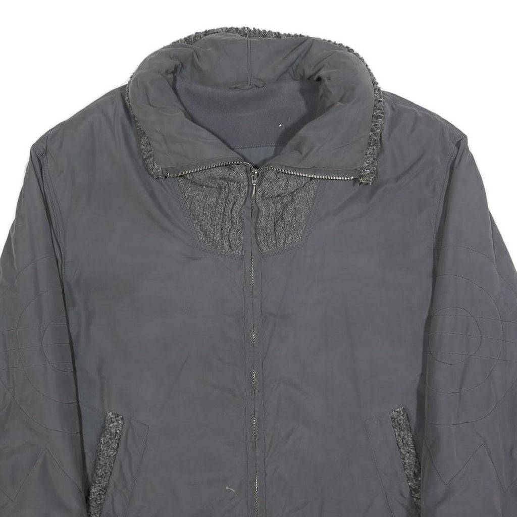 BETTY BARCLAY Womens Grey Jacket L Polyester Blend Zip Plain Relaxed Fit Winter