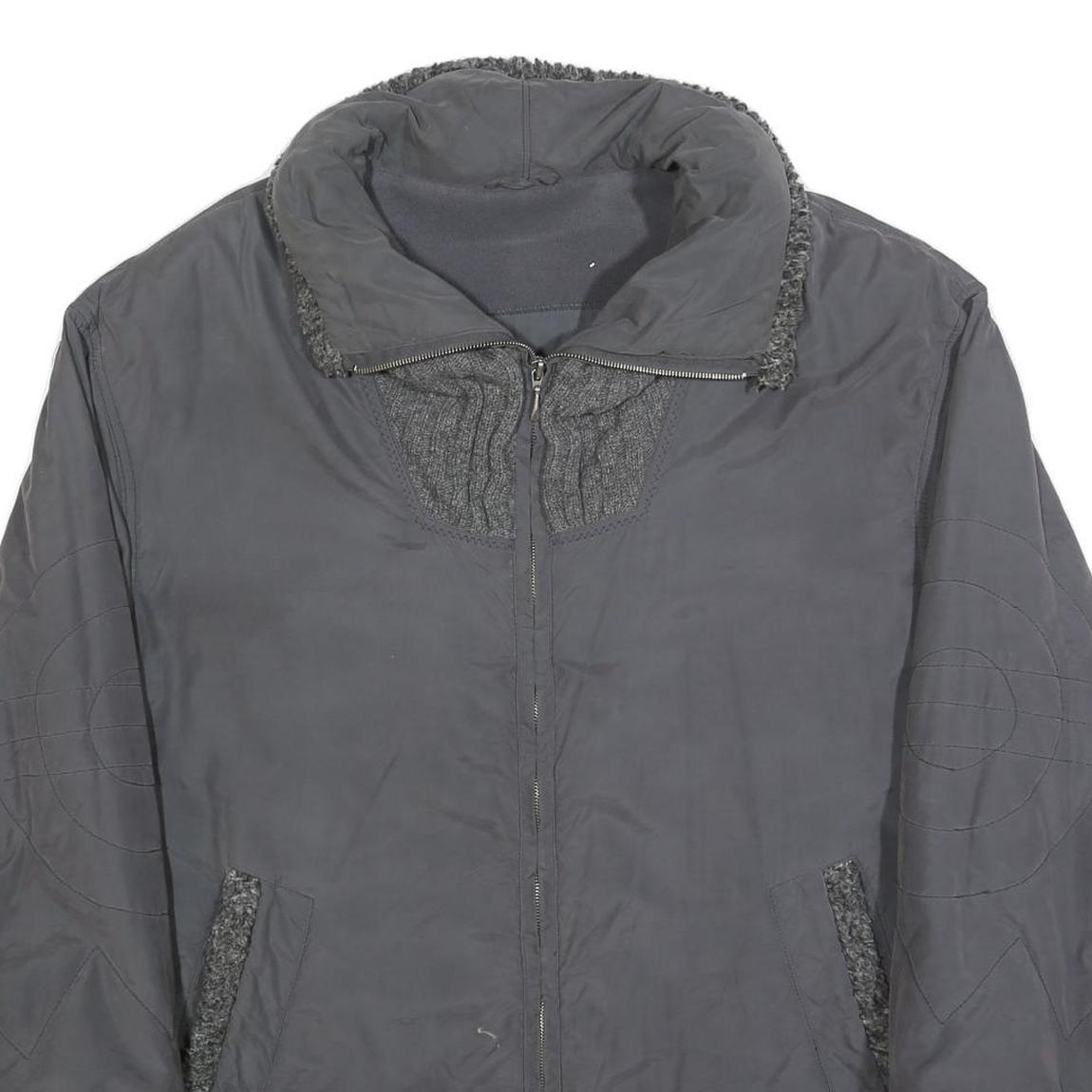 BETTY BARCLAY Womens Grey Jacket L Polyester Blend Zip Plain Relaxed Fit Winter