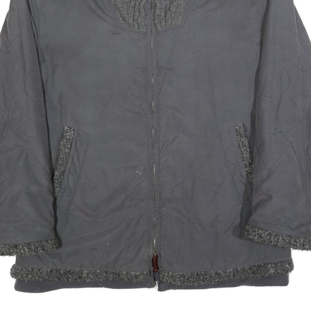 BETTY BARCLAY Womens Grey Jacket L Polyester Blend Zip Plain Relaxed Fit Winter