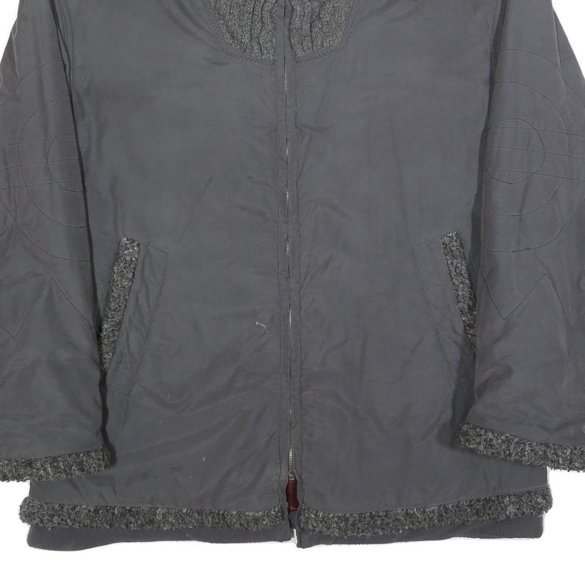 BETTY BARCLAY Womens Grey Jacket L Polyester Blend Zip Plain Relaxed Fit Winter