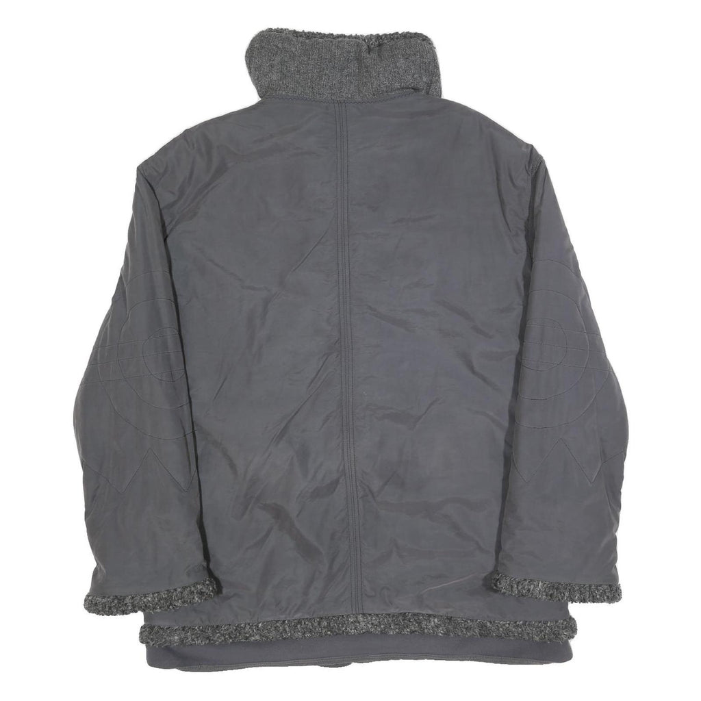 BETTY BARCLAY Womens Grey Jacket L Polyester Blend Zip Plain Relaxed Fit Winter