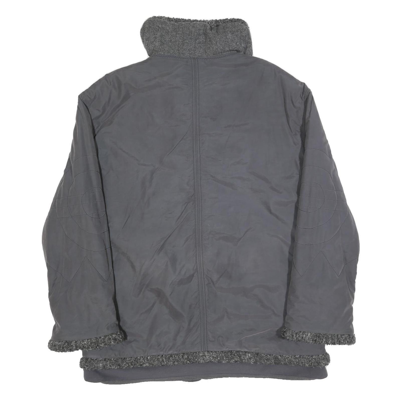 BETTY BARCLAY Womens Grey Jacket L Polyester Blend Zip Plain Relaxed Fit Winter