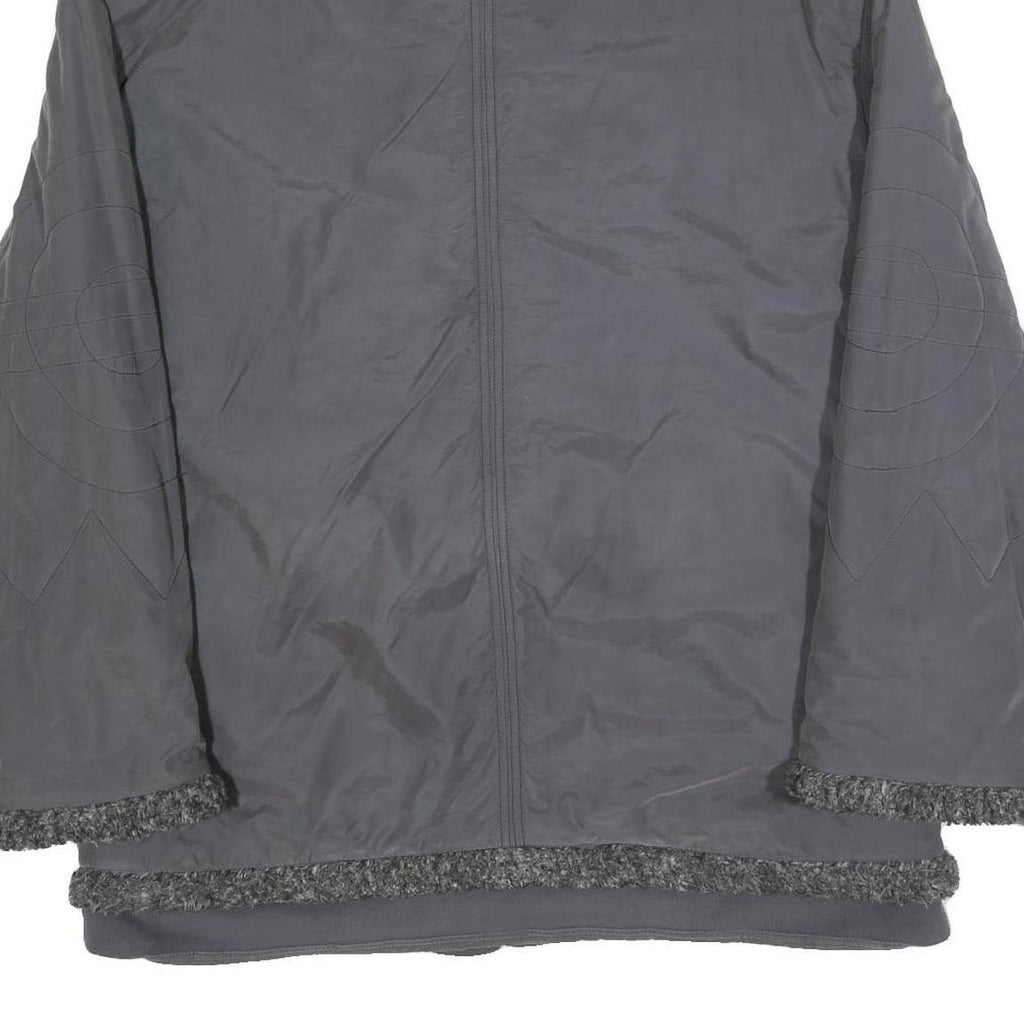 BETTY BARCLAY Womens Grey Jacket L Polyester Blend Zip Plain Relaxed Fit Winter