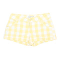 GUESS Womens Yellow & White Checked Casual Shorts S W27 Stylish Summer Wear