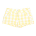GUESS Womens Yellow & White Checked Casual Shorts S W27 Stylish Summer Wear
