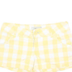 GUESS Womens Yellow & White Checked Casual Shorts S W27 Stylish Summer Wear