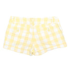 GUESS Womens Yellow & White Checked Casual Shorts S W27 Stylish Summer Wear