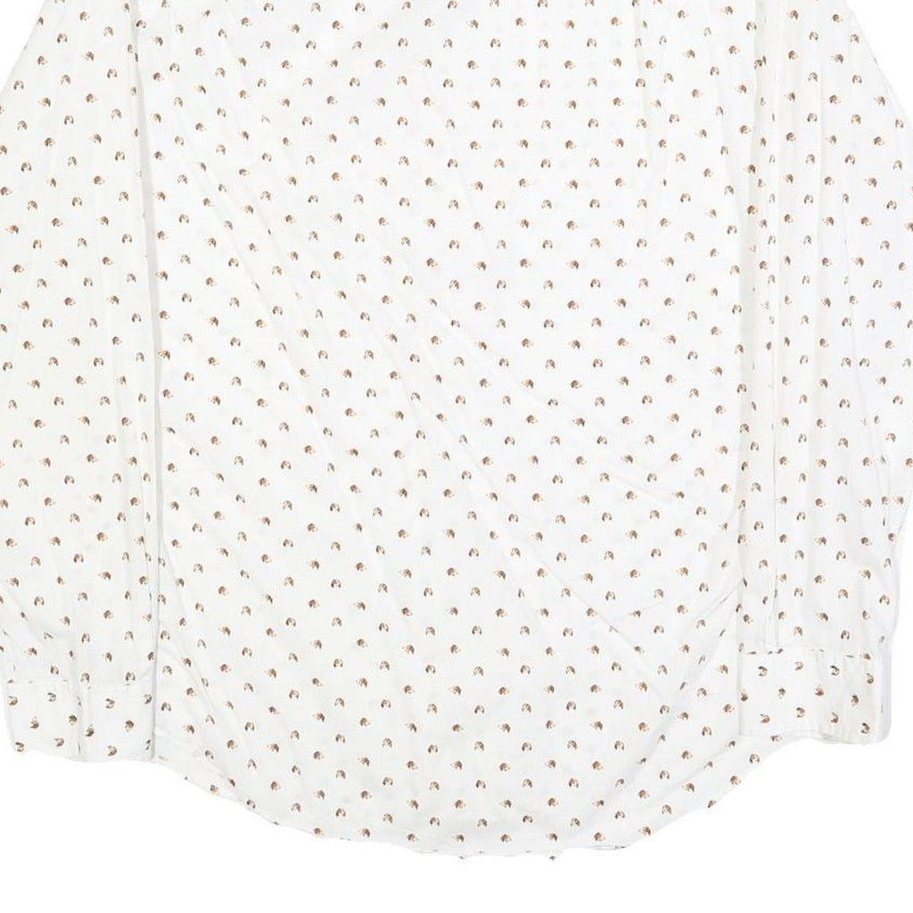 RALPH LAUREN Mens White & Brown Pattern Cotton Blend Shirt M Classic Fit