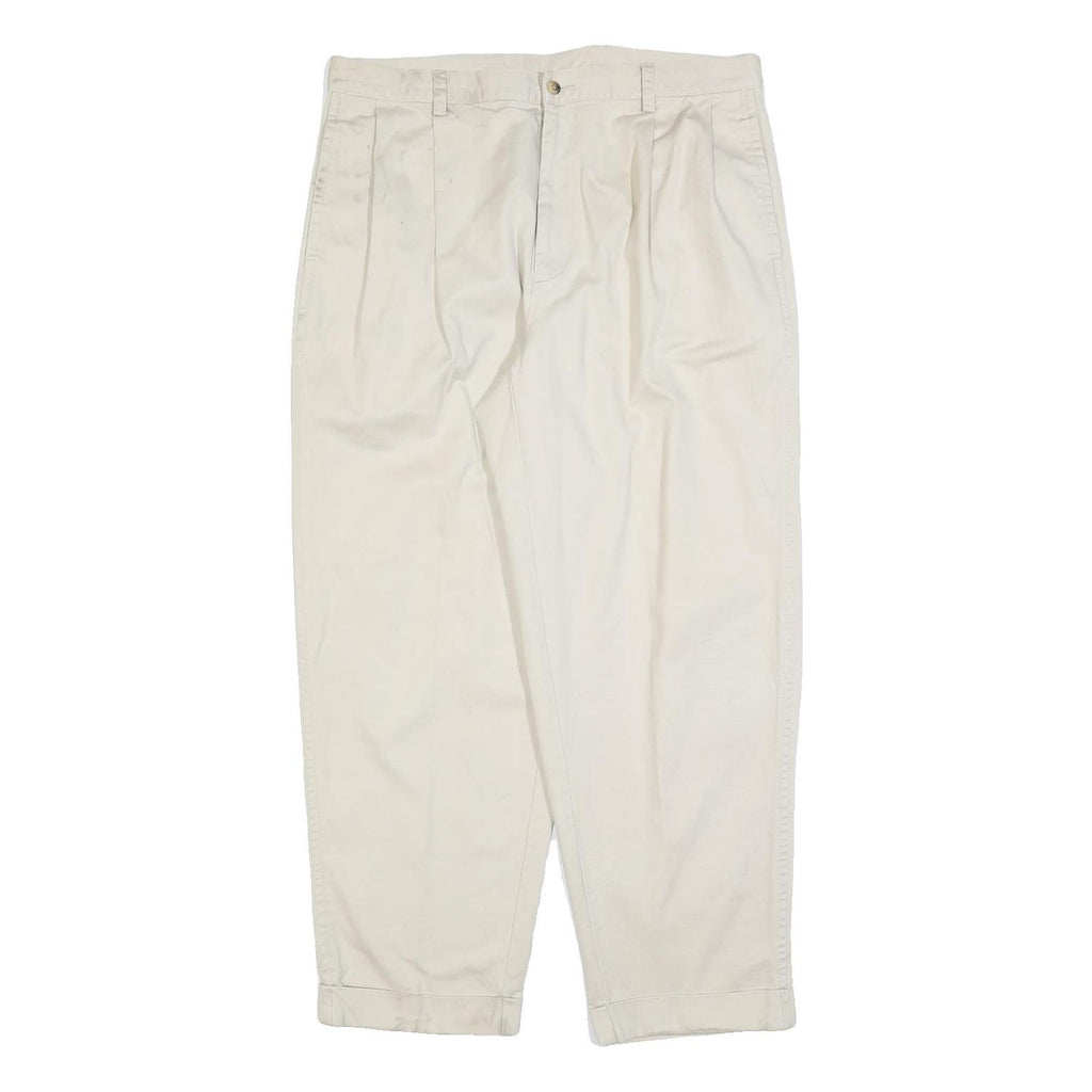 NAUTICA Mens Regular Fit Beige Cotton Blend Trousers W38 L30 Casual Zip