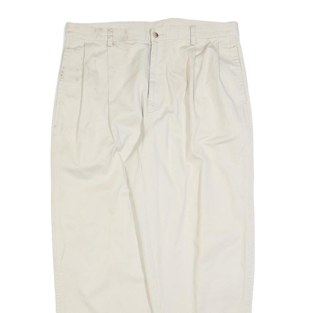 NAUTICA Mens Regular Fit Beige Cotton Blend Trousers W38 L30 Casual Zip