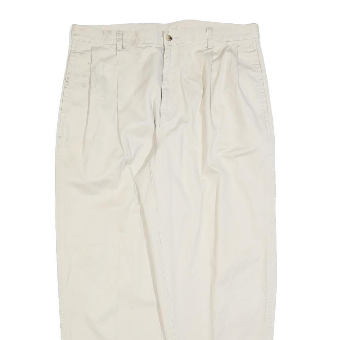 NAUTICA Mens Regular Fit Beige Cotton Blend Trousers W38 L30 Casual Zip