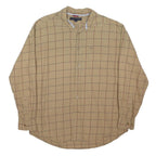 TOMMY HILFIGER Mens Beige & Brown Checked Cotton Blend Shirt L Classic Fit