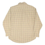 TOMMY HILFIGER Mens Beige & Brown Checked Cotton Blend Shirt L Classic Fit