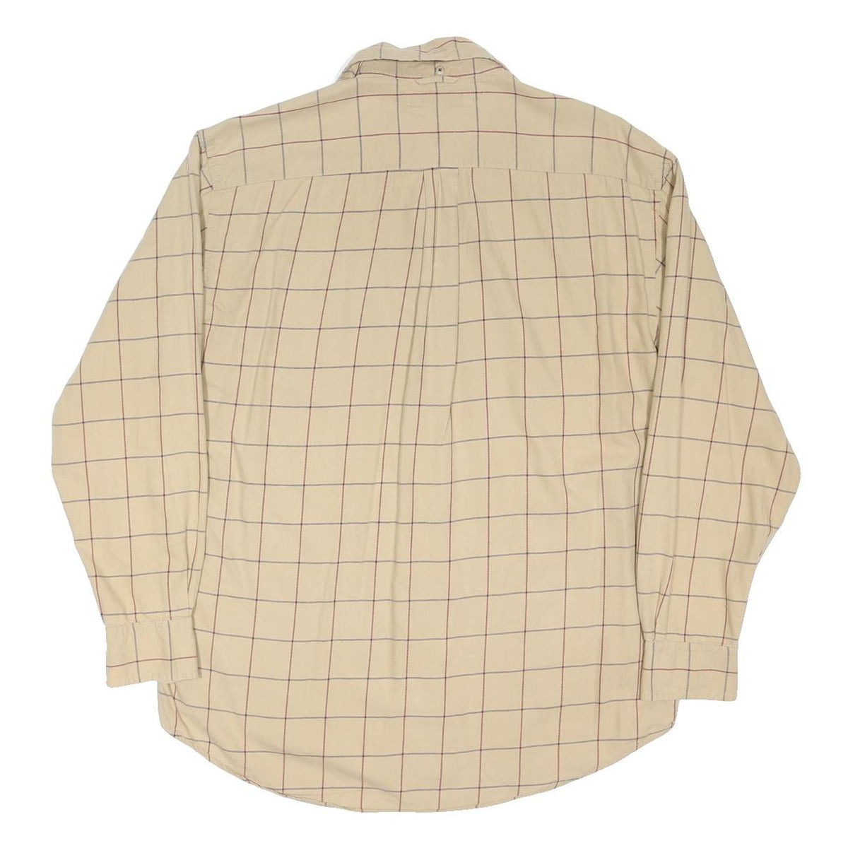 TOMMY HILFIGER Mens Beige & Brown Checked Cotton Blend Shirt L Classic Fit