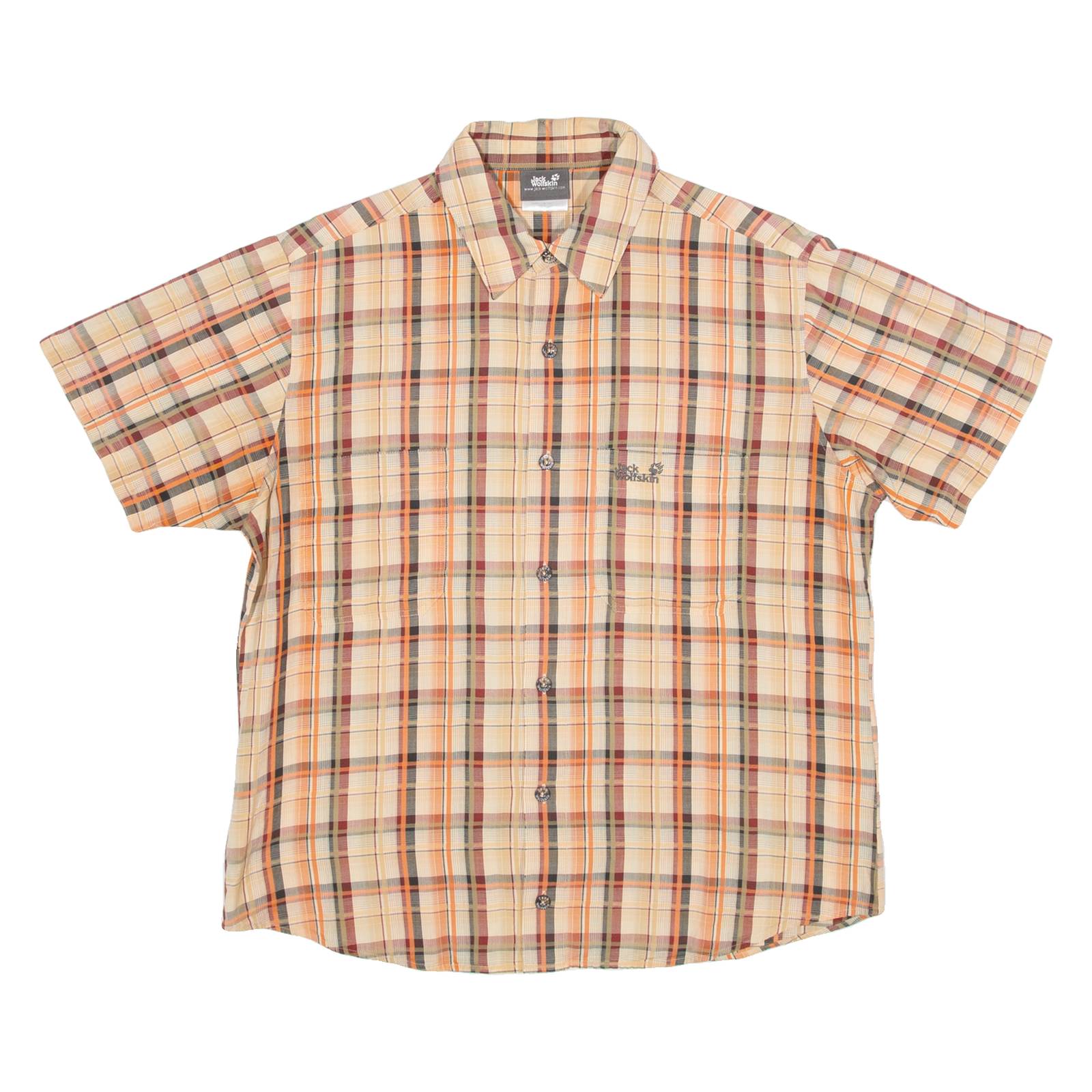 JACK WOLFSKIN Mens Shirt Orange Check S