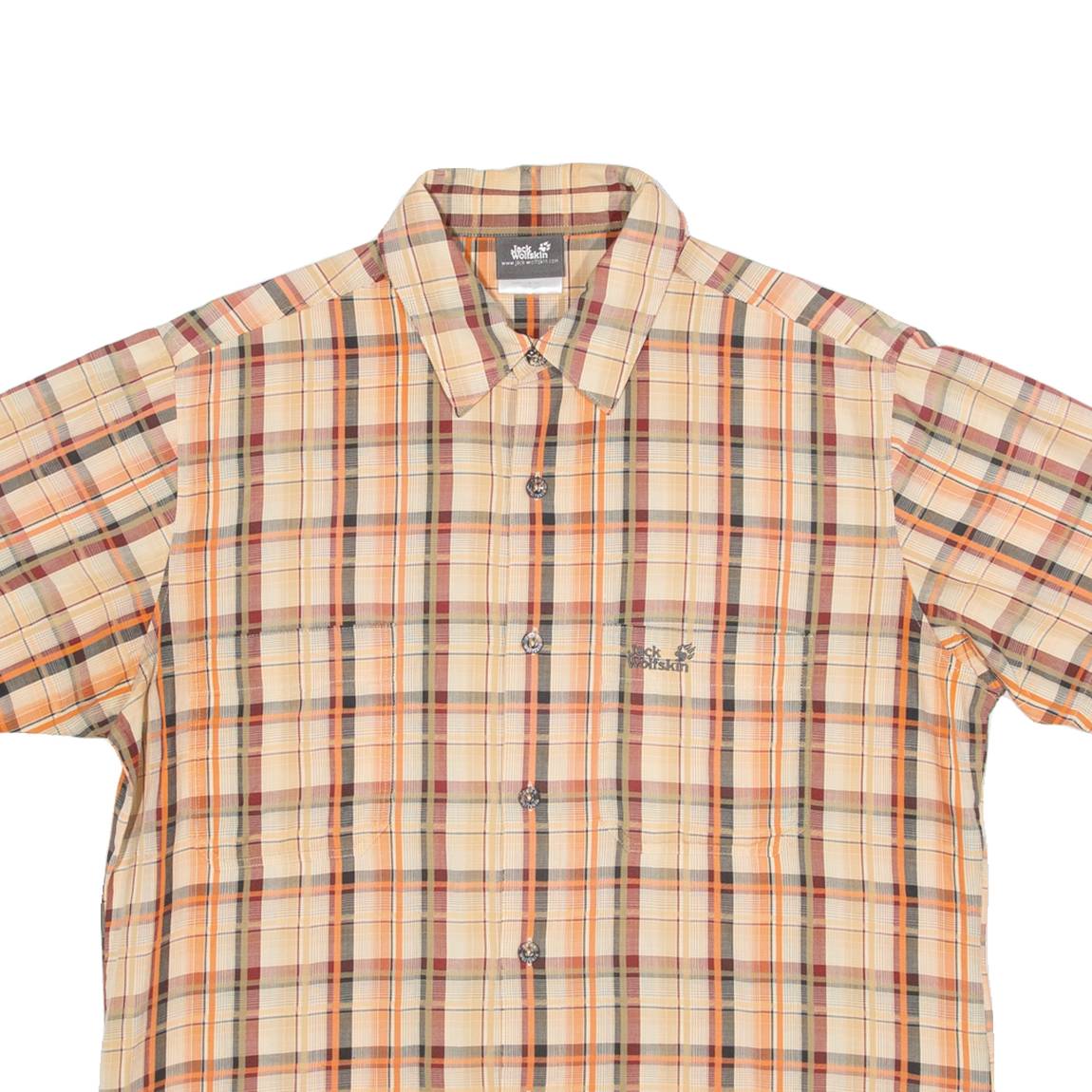 JACK WOLFSKIN Mens Shirt Orange Check S