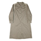 Womens Beige Cotton Blend Plain Button Jacket L Classic Relaxed Fit Long Sleeve