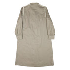 Womens Beige Cotton Blend Plain Button Jacket L Classic Relaxed Fit Long Sleeve