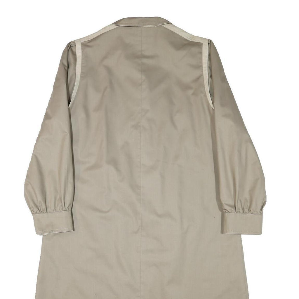 Womens Beige Cotton Blend Plain Button Jacket L Classic Relaxed Fit Long Sleeve