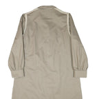 Womens Beige Cotton Blend Plain Button Jacket L Classic Relaxed Fit Long Sleeve