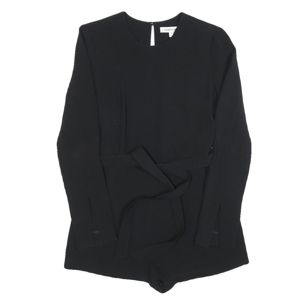ELIZABETH JAMES Womens Black Sleeved Playsuit Polyester Blend S Elegant