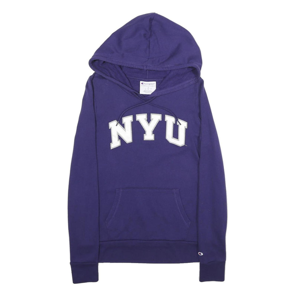 CHAMPION Womens Purple NYU Pullover Hoodie S Cotton Blend Casual