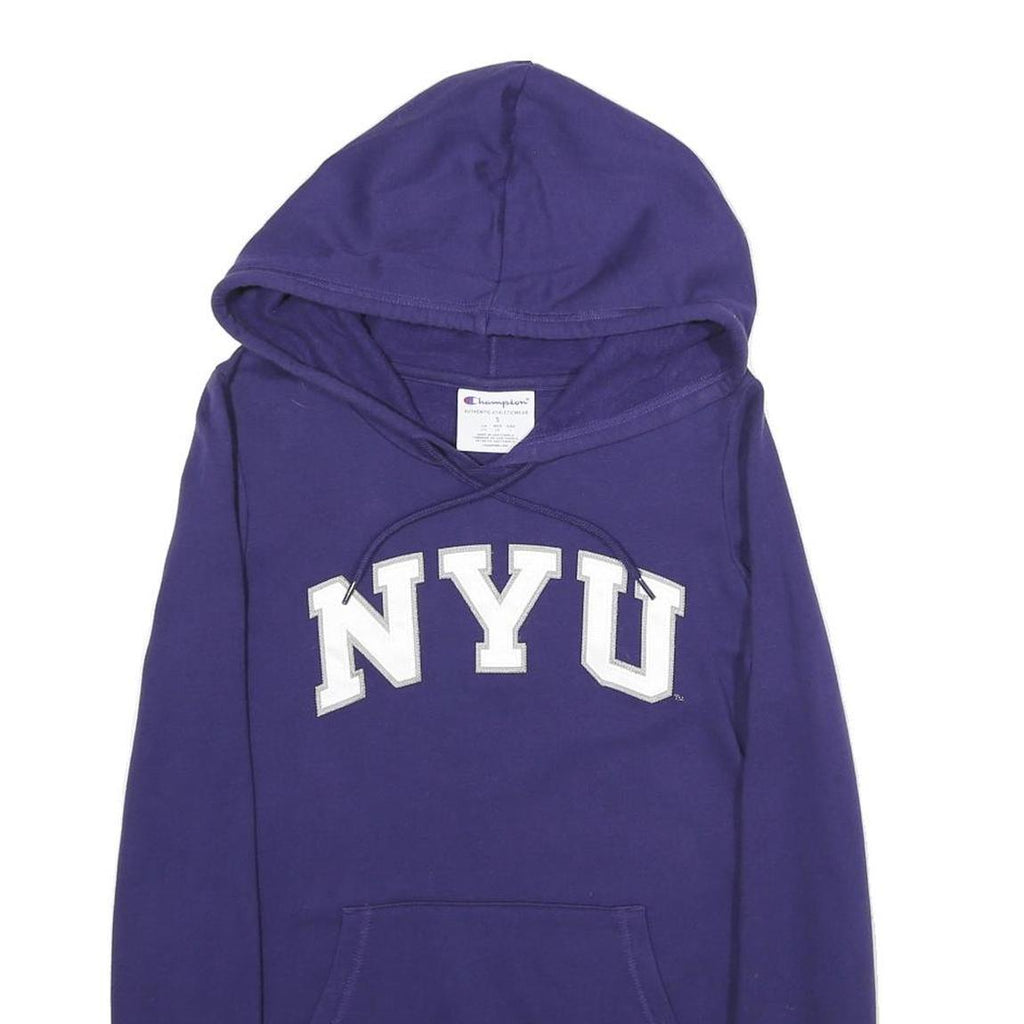 CHAMPION Womens Purple NYU Pullover Hoodie S Cotton Blend Casual