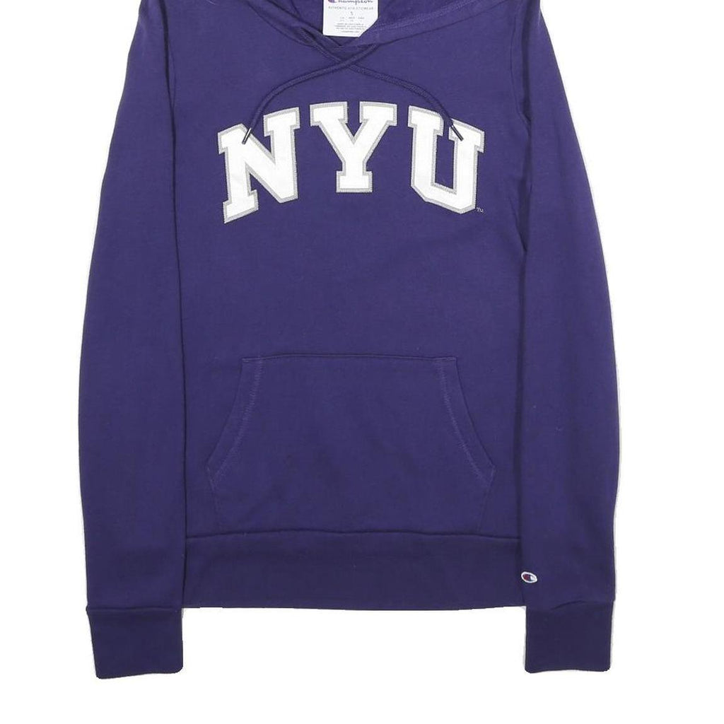 CHAMPION Womens Purple NYU Pullover Hoodie S Cotton Blend Casual