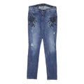 GUESS Womens Slim Blue Denim Light Wash W29 L31 Embroidered Casual Jeans