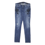 GUESS Womens Slim Blue Denim Light Wash W29 L31 Embroidered Casual Jeans