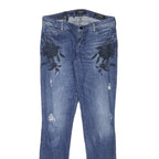 GUESS Womens Slim Blue Denim Light Wash W29 L31 Embroidered Casual Jeans