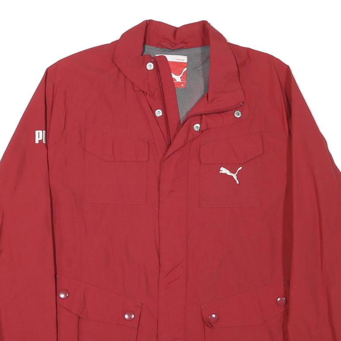 PUMA Mens Red Zip Jacket M Polyester Blend Plain Sportswear Casual Lightweight