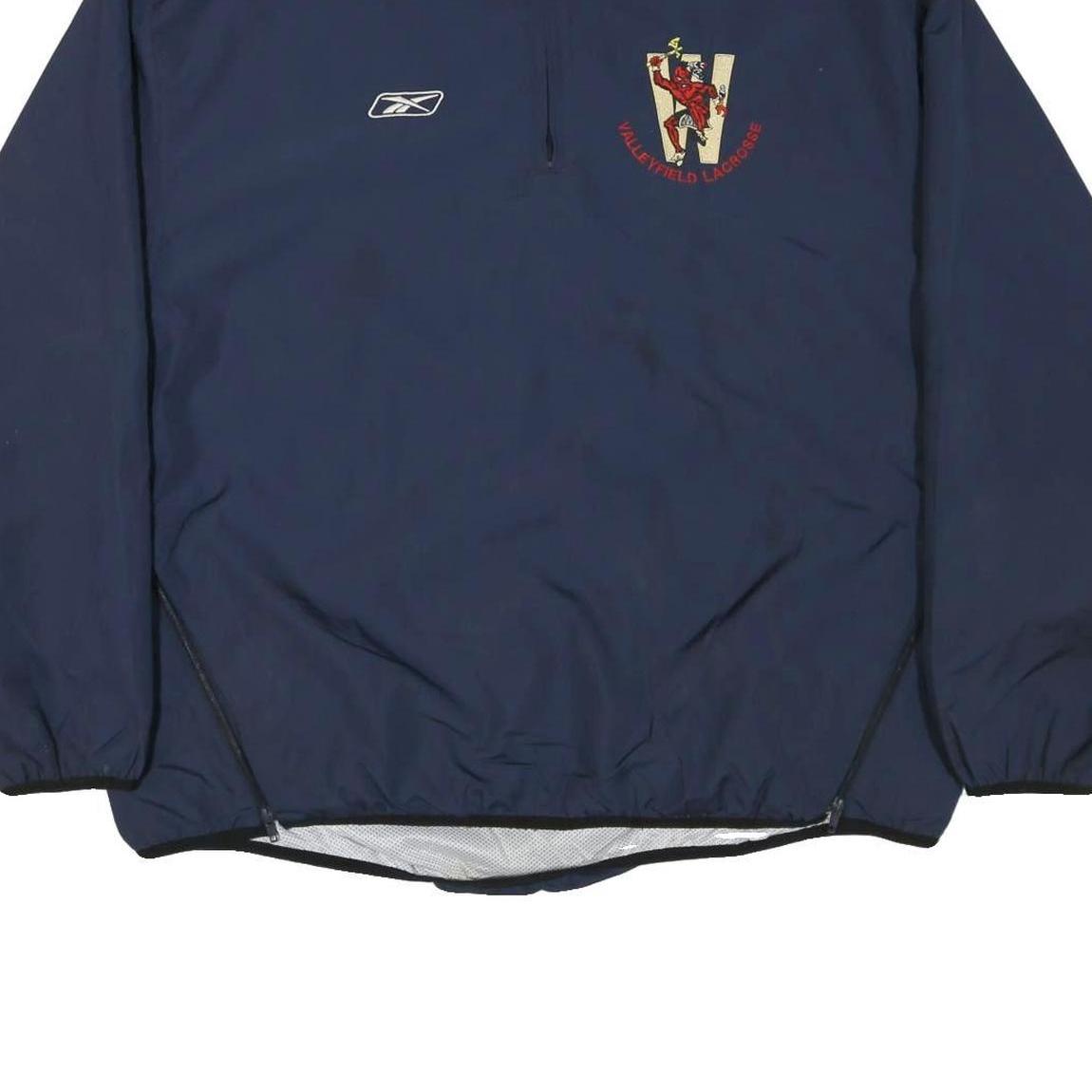 REEBOK Mens Navy Blue Lacrosse Half Zip Nylon Jacket XL Plain Sportswear