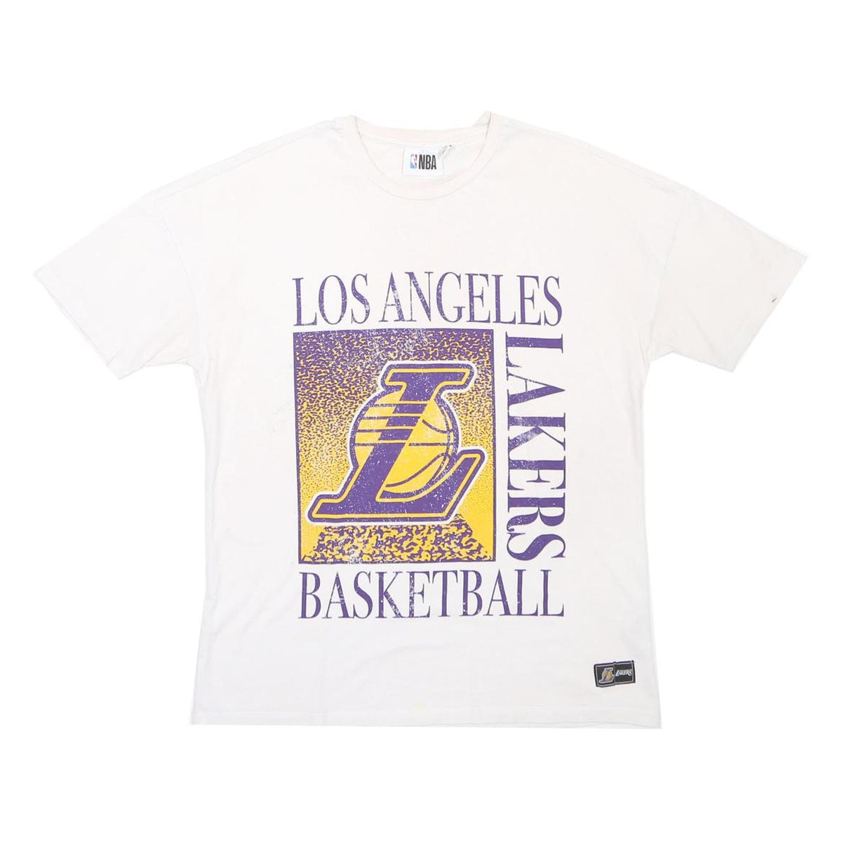 NBA Mens White Los Angeles Lakers Basketball Graphic T-Shirt S Short Sleeve Crew