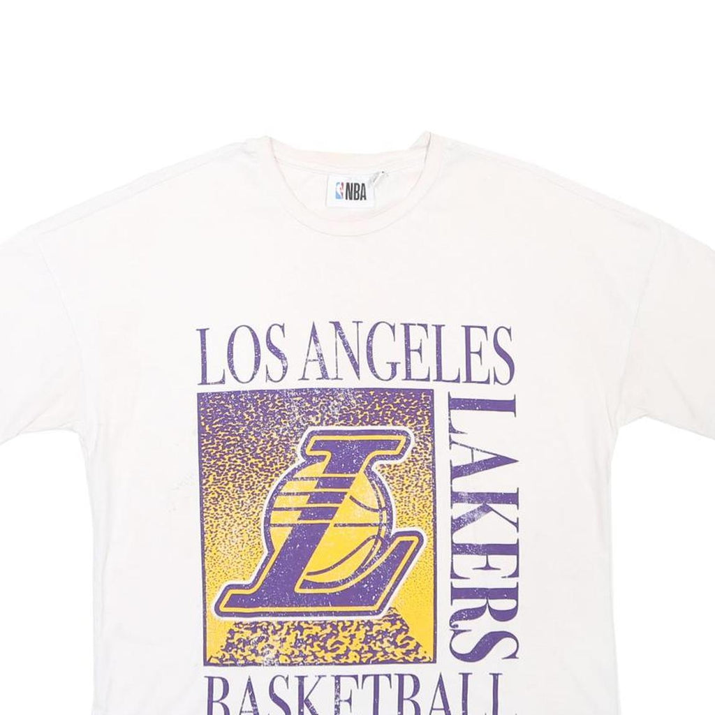 NBA Mens White Los Angeles Lakers Basketball Graphic T-Shirt S Short Sleeve Crew