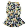 LAUREN RALPH LAUREN Womens Navy Blue Floral Cotton Blend Wrap Dress Midi M Frill