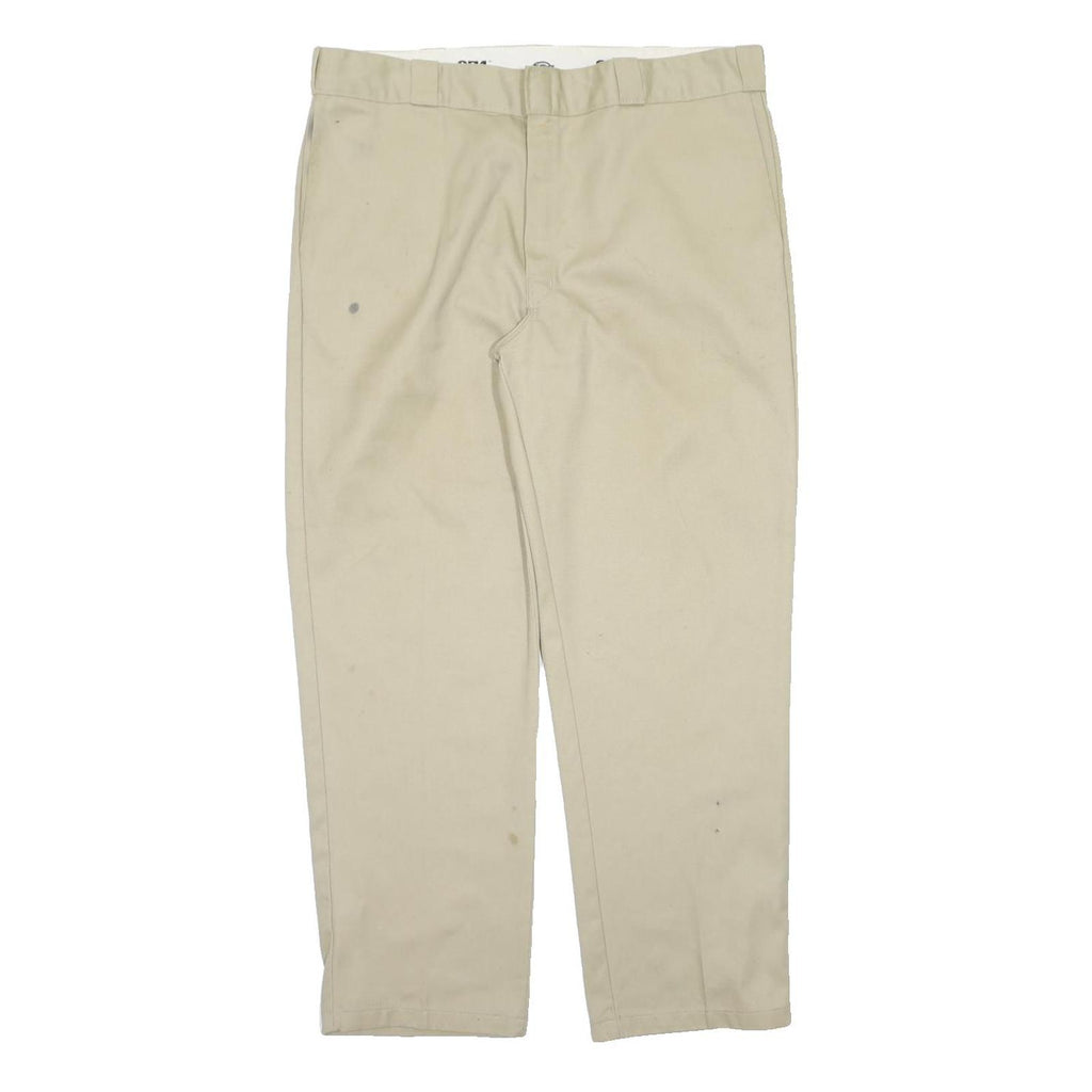 DICKIES Mens Regular Fit Beige Workwear Trousers W40 L32 Durable Polyester Blend