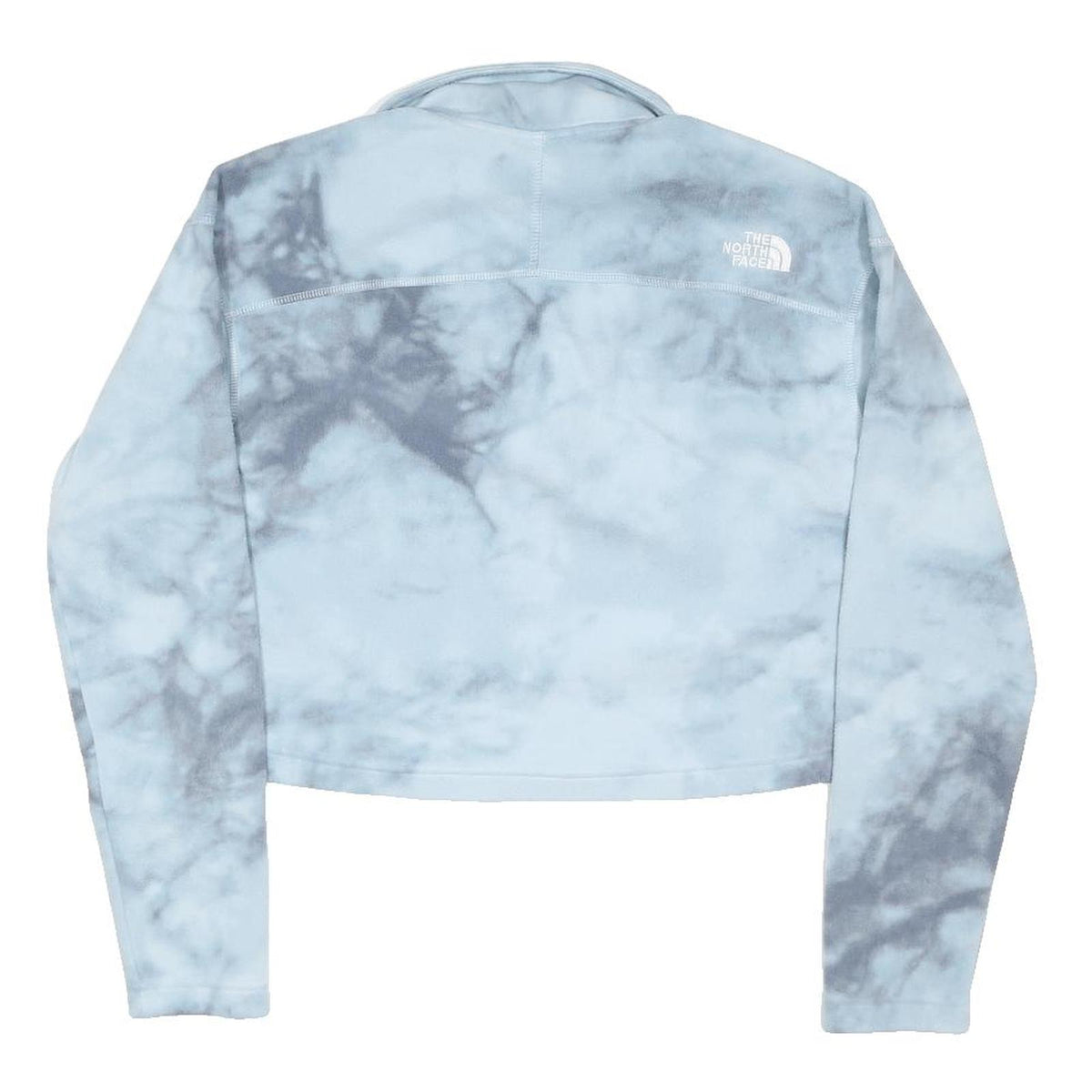 THE NORTH FACE Womens Blue & Grey Tie Dye Half Zip S Cropped Fleece Outdoor