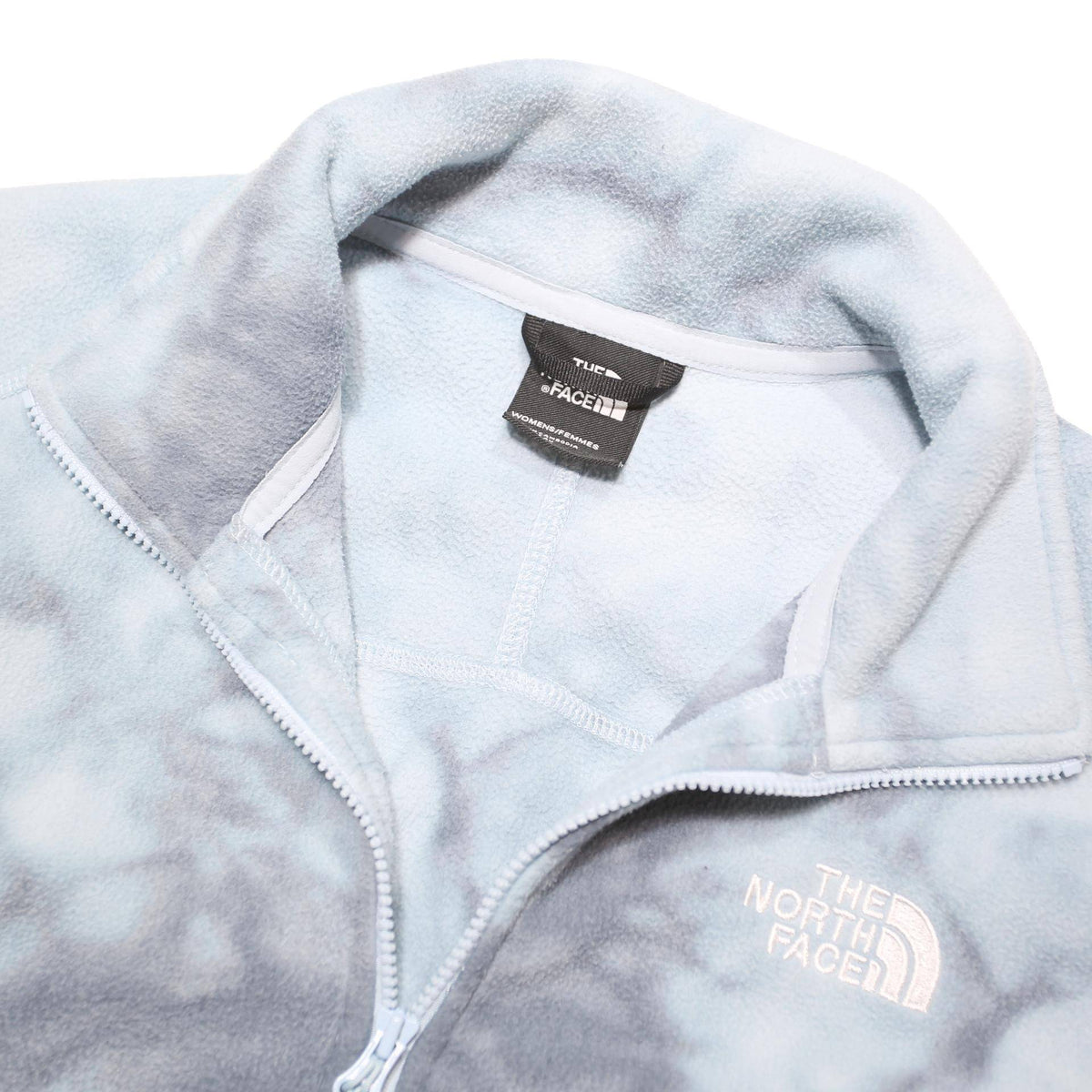 THE NORTH FACE Womens Blue & Grey Tie Dye Half Zip S Cropped Fleece Outdoor