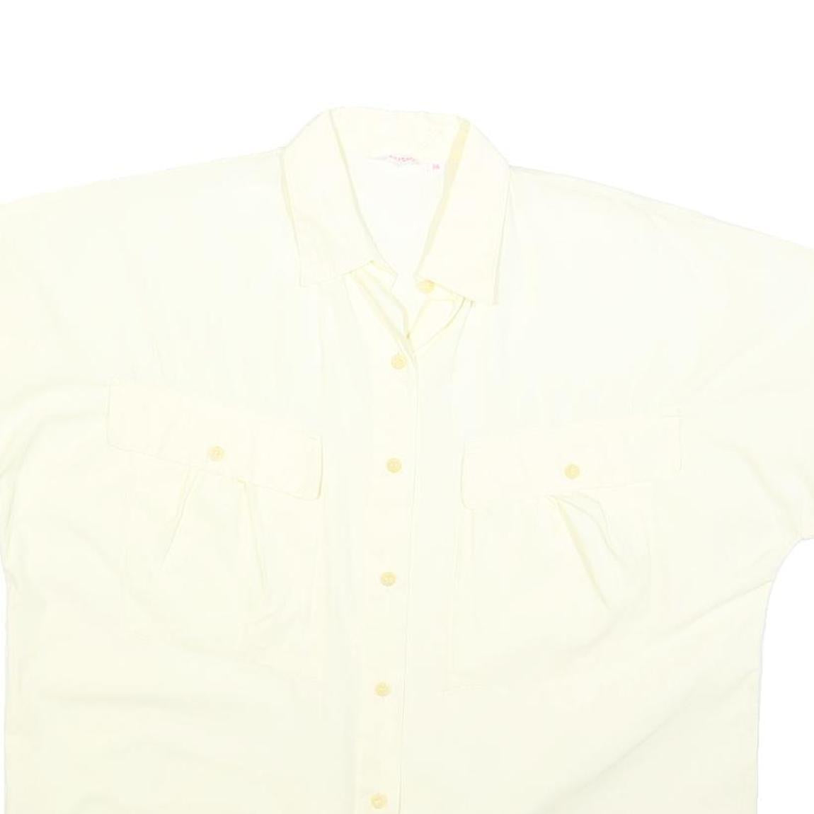 LAST SCENE Womens Cream Basic Shirt Short Sleeve Button Neck M Cotton Blend