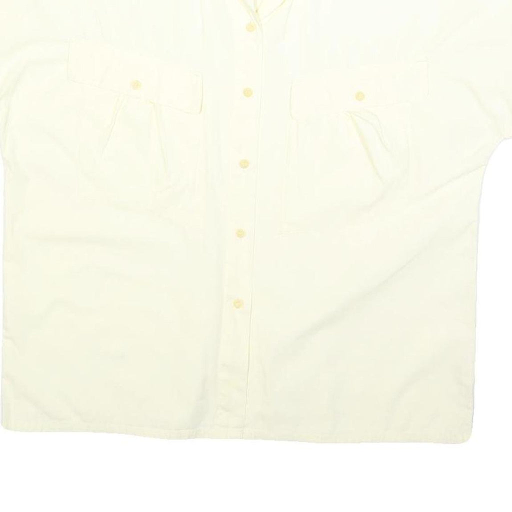 LAST SCENE Womens Cream Basic Shirt Short Sleeve Button Neck M Cotton Blend