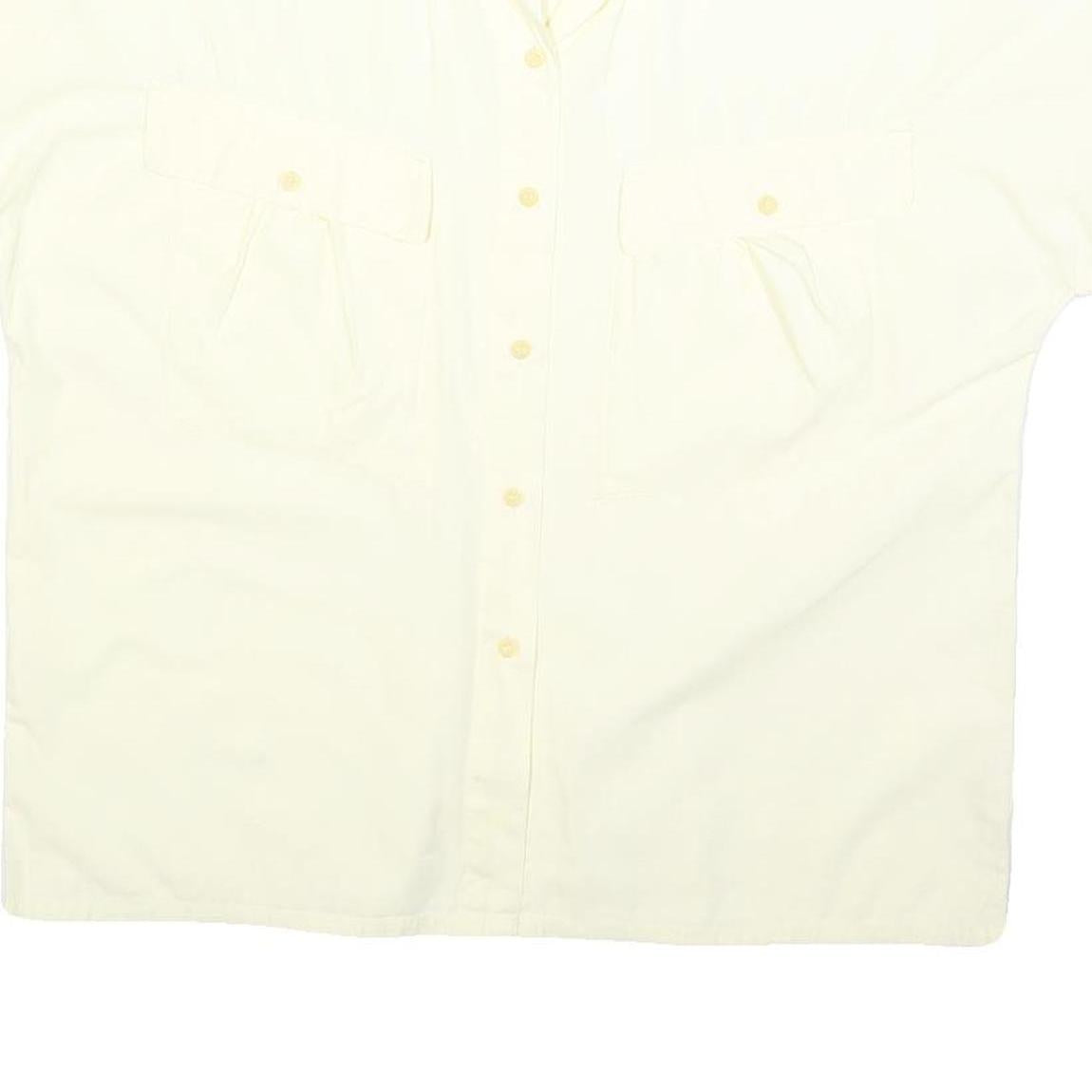 LAST SCENE Womens Cream Basic Shirt Short Sleeve Button Neck M Cotton Blend