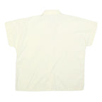 LAST SCENE Womens Cream Basic Shirt Short Sleeve Button Neck M Cotton Blend