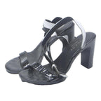 GUCCI Womens Black & White Leather High Heel Sandals UK 4.5 Elegant Formal