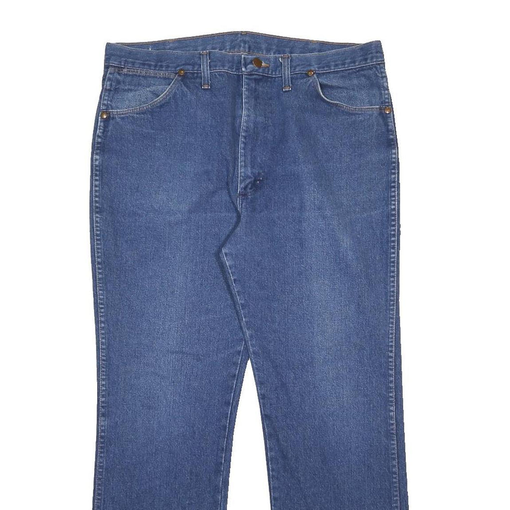 WRANGLER Mens Jeans Blue Regular Straight Denim Medium W35 L31 Classic Fit Zip