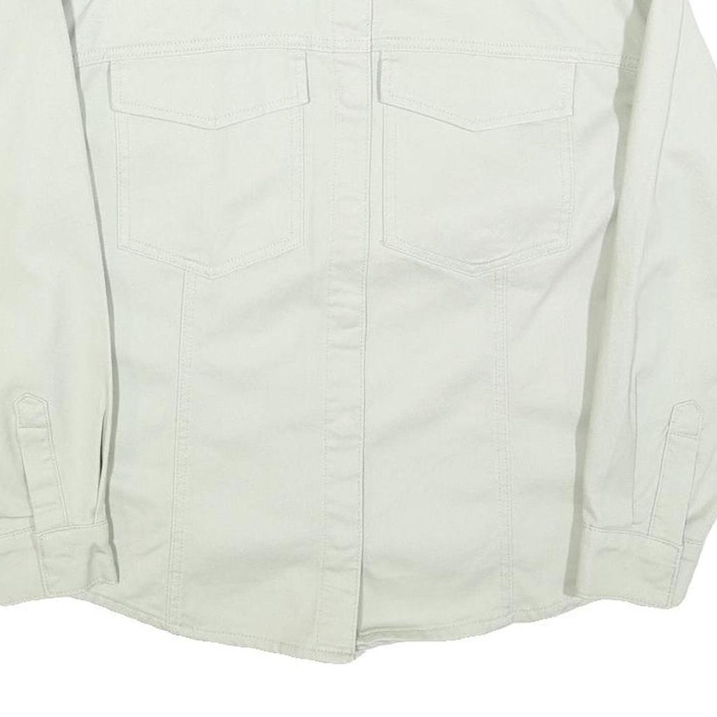 VERO MODA Womens White Button Cotton Blend Jacket XS Plain Classic Shirt Style