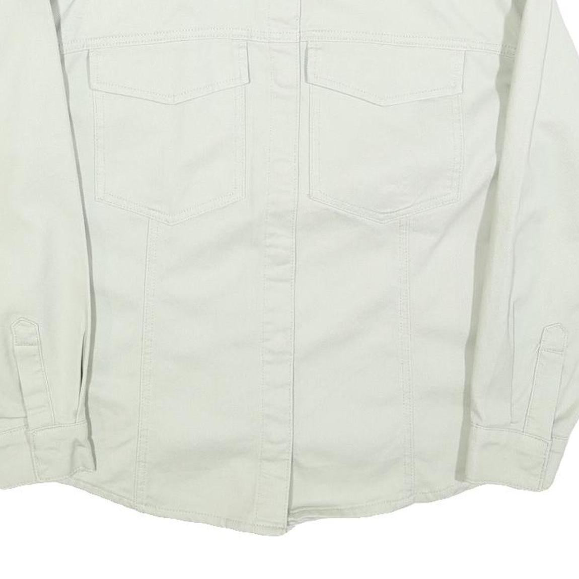 VERO MODA Womens White Button Cotton Blend Jacket XS Plain Classic Shirt Style
