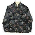 Womens Black & Cream Reversible Floral Pattern Jacket M Silk Blend Button